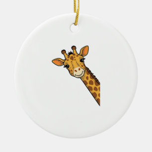 Vintage Engraving Peeking Giraffe Shirt Design_1 Ceramic Ornament