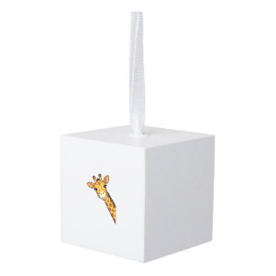 Vintage Engraving Peeking Giraffe Shirt Design_1 Cube Ornament