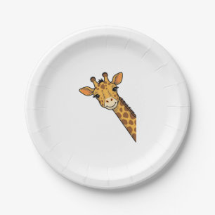 Vintage Engraving Peeking Giraffe Shirt Design_1 Paper Plates