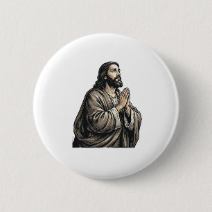 Vintage Engraving Praying Man Religious Shirt Desi Button