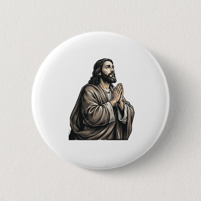 Vintage Engraving Praying Man Religious Shirt Desi Button (Front)