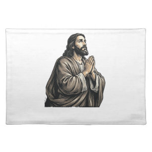 Vintage Engraving Praying Man Religious Shirt Desi Cloth Placemat