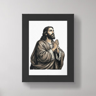 Vintage Engraving Praying Man Religious Shirt Desi Framed Art