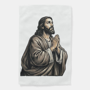 Vintage Engraving Praying Man Religious Shirt Desi Garden Flag