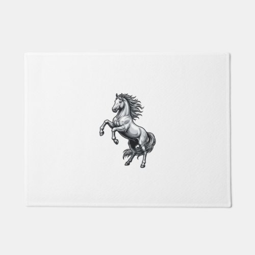 Vintage Engraving Rearing Horse Vector Design_1 Doormat
