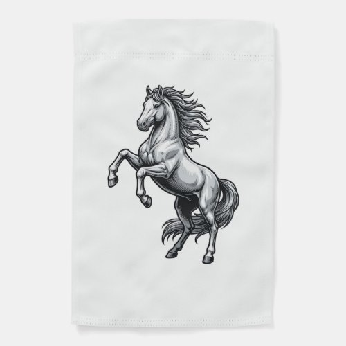 Vintage Engraving Rearing Horse Vector Design_1 Garden Flag