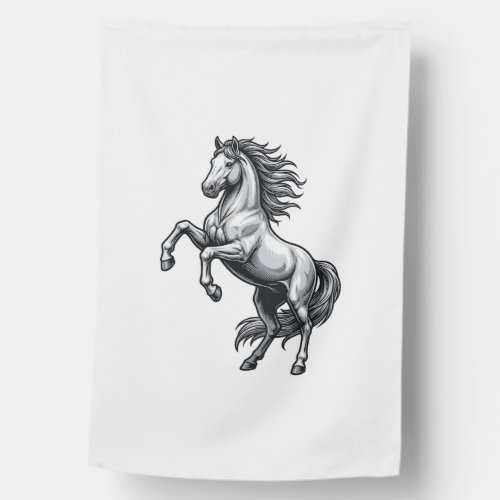 Vintage Engraving Rearing Horse Vector Design_1 House Flag