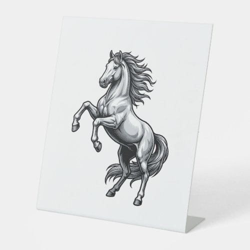 Vintage Engraving Rearing Horse Vector Design_1 Pedestal Sign