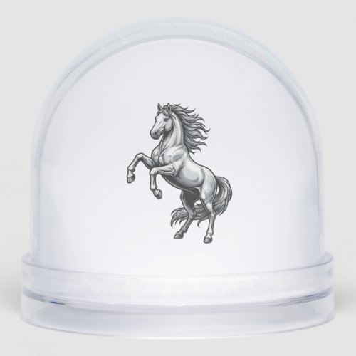 Vintage Engraving Rearing Horse Vector Design_1 Snow Globe