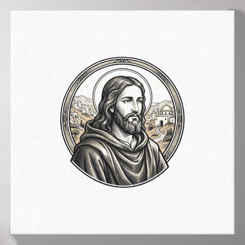 Vintage Engraving Religious Portrait Shirt Canvas Photo Tile