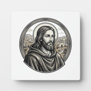 Vintage Engraving Religious Portrait Shirt Plaque