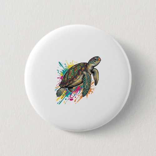 Vintage Engraving Sea Turtle Color Splash Shirt_1 Button
