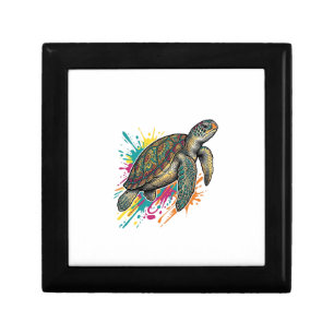 Vintage Engraving Sea Turtle Color Splash Shirt_1 Gift Box