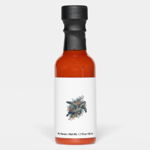 Vintage Engraving Sea Turtle Splash Vector Design_ Hot Sauces