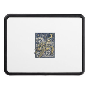 Vintage Engraving Sea Turtle Starry Night Hitch Cover
