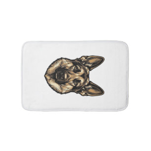 Vintage Engraving Shepherd Dog Vector Design_1 Bath Mat