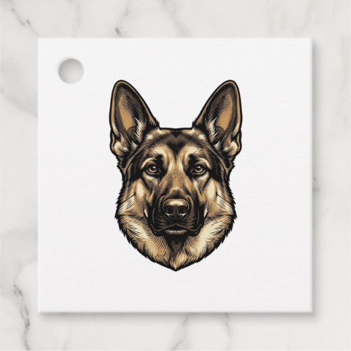 Vintage Engraving Shepherd Dog Vector Design_1 Favor Tags