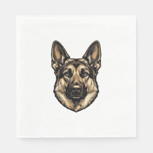Vintage Engraving Shepherd Dog Vector Design_1 Napkins