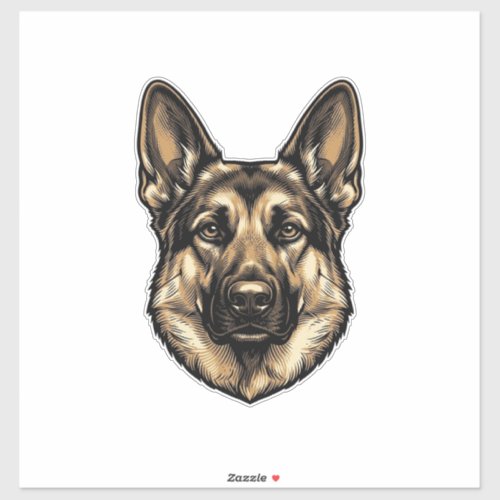 Vintage Engraving Shepherd Dog Vector Design_1 Sticker