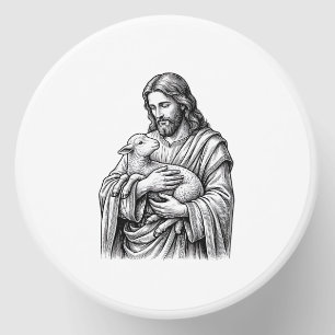 Vintage Engraving Shepherd Holding Lamb Vector Des Mini Candle Favors
