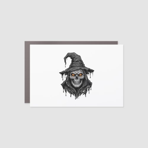 Vintage Engraving Skull Witch Hat Halloween Shirt_ Car Magnet