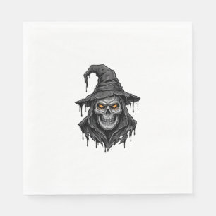 Vintage Engraving Skull Witch Hat Halloween Shirt_ Napkins