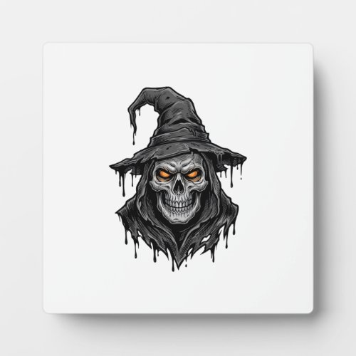 Vintage Engraving Skull Witch Hat Halloween Shirt_ Plaque