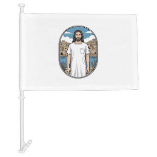 Vintage Engraving Spiritual Figure Scenic T-Shirt Car Flag