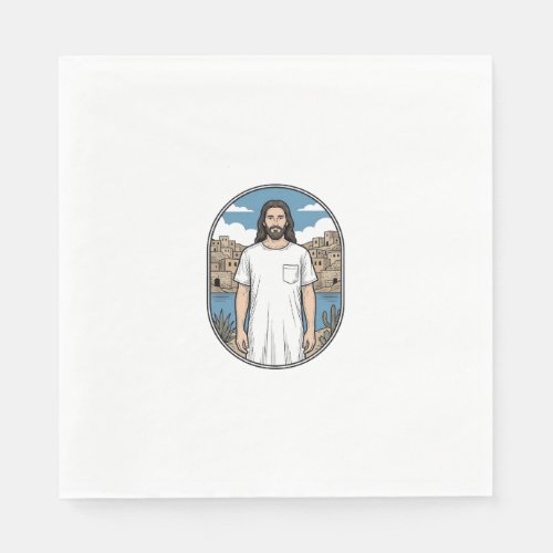 Vintage Engraving Spiritual Figure Scenic T-Shirt Napkins