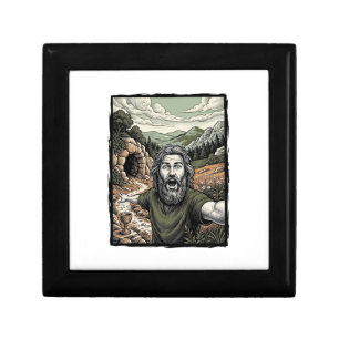 Vintage Engraving Surprised Bearded Portrait Desig Gift Box