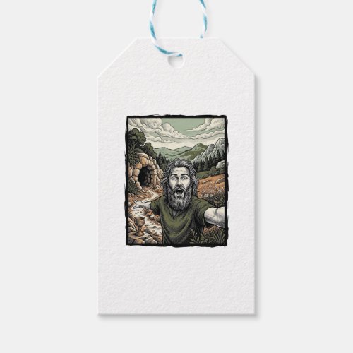 Vintage Engraving Surprised Bearded Portrait Desig Gift Tags