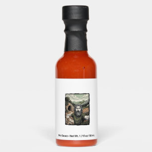 Vintage Engraving Surprised Bearded Portrait Desig Hot Sauces