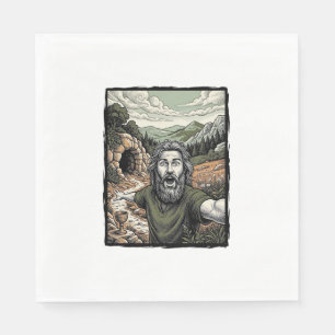 Vintage Engraving Surprised Bearded Portrait Desig Napkins