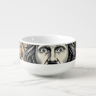 Vintage Engraving Surprised Bearded Portrait Desig Soup Mug