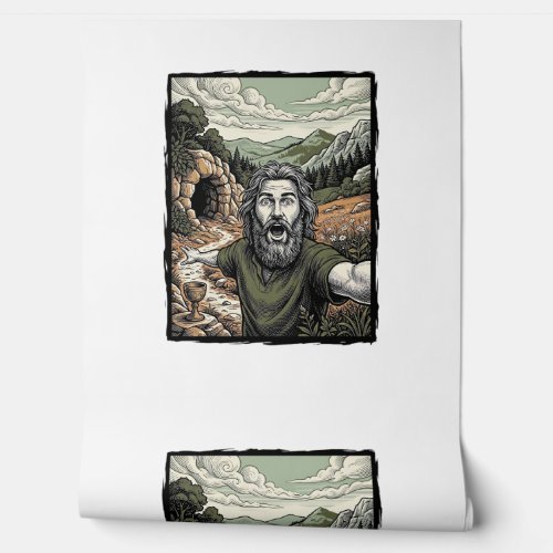 Vintage Engraving Surprised Bearded Portrait Desig Wallpaper