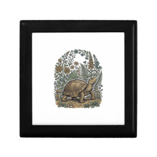 Vintage Engraving Turtle Botanical Garden Gift Box