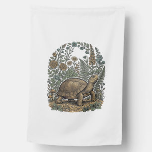 Vintage Engraving Turtle Botanical Garden House Flag