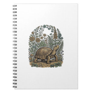 Vintage Engraving Turtle Botanical Garden Notebook