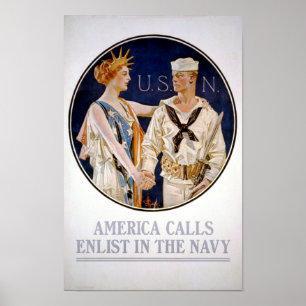 Vintage Enlist In The Navy Poster