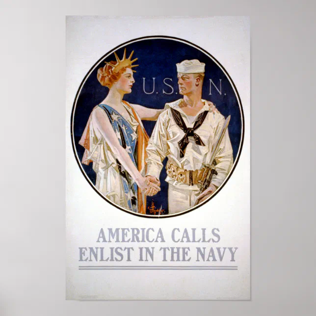 Vintage Enlist In The Navy Poster | Zazzle
