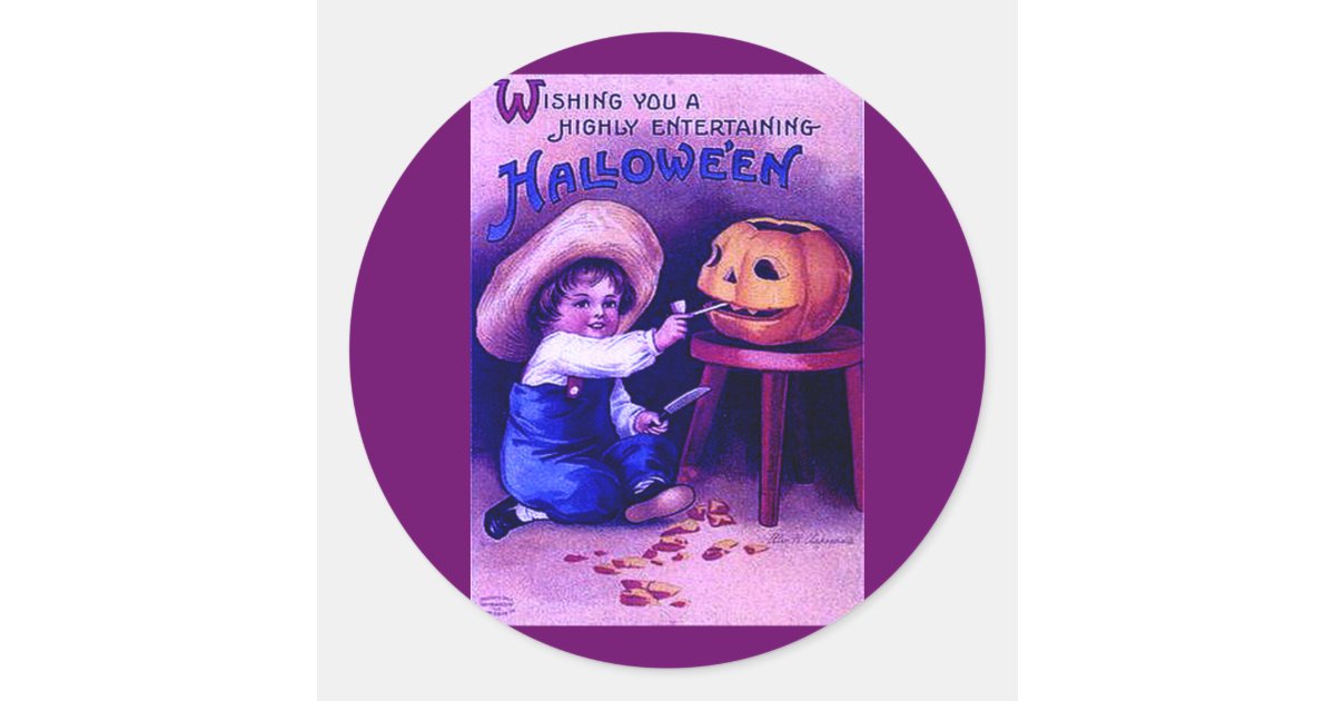 Vintage Entertaining Halloween Classic Round Sticker | Zazzle