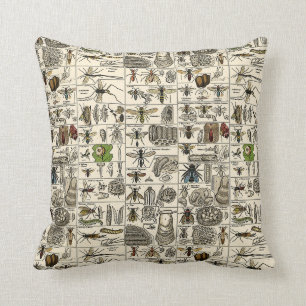 Vintage Entomology Throw Pillow