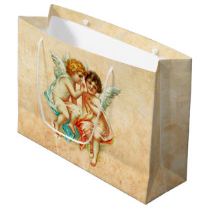 Vintage Ephemera Angel Cherubs Illustration Large Gift Bag