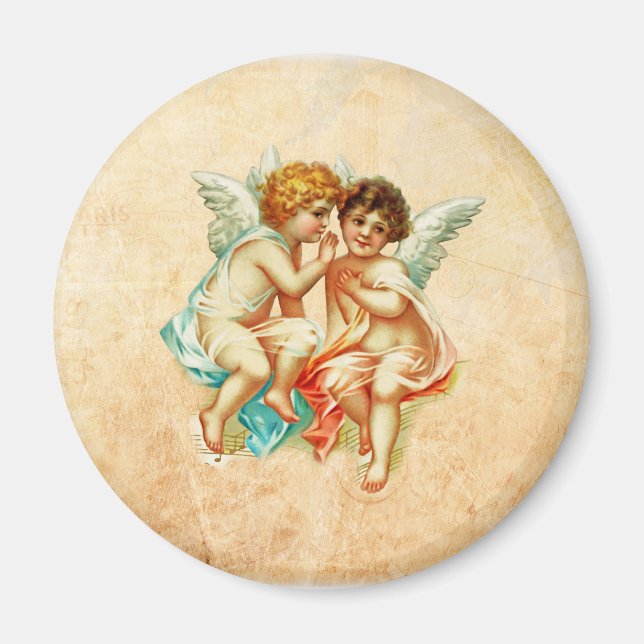 Vintage Ephemera Angel Cherubs Illustration Magnet (Front)