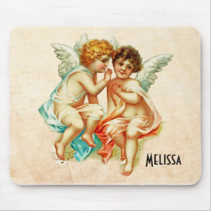 Vintage Ephemera Angel Cherubs Illustration Mouse Pad