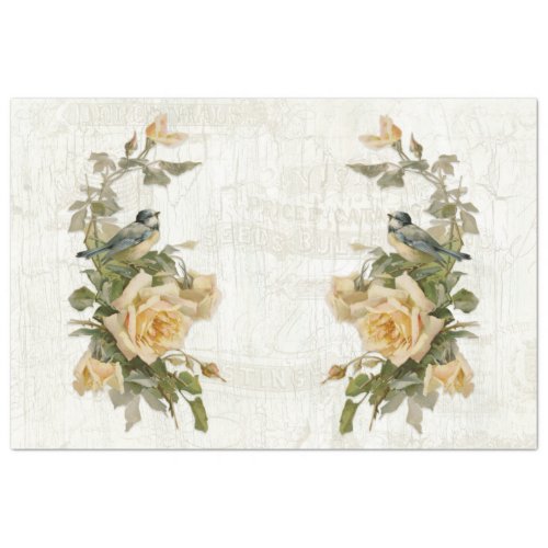 Vintage Ephemera Bird Botanical Floral Decoupage  Tissue Paper