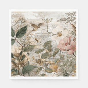 Vintage Ephemera Botanical Collage Napkins