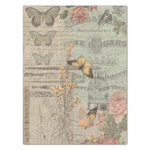 Vintage Ephemera  Butterflies Shabby Chic Tissue Paper