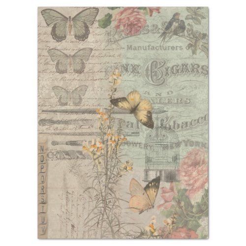 Vintage Ephemera  Butterfly Shabby Chic Decoupage Tissue Paper