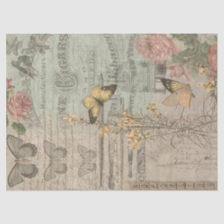 Vintage Ephemera & Butterfly Shabby Chic Decoupage Tissue Paper